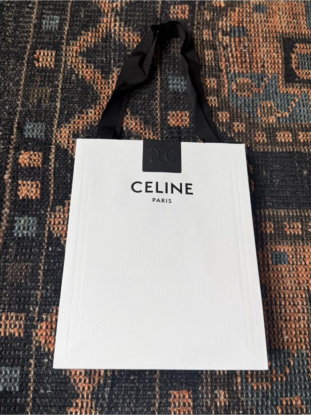 Celine White Medium gift bag with Black Ribbon Handles - Picture 2 of 6